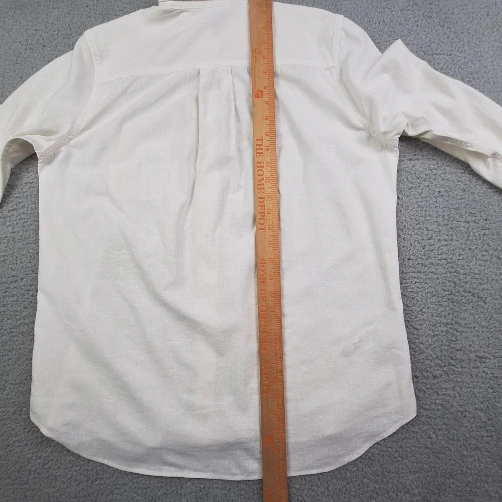 Eddie Bauer Shirt Womens Large Off White Linen Blend‎ Button Up Long Sleeve 0316